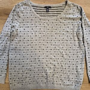 GAP Gray and Black Striped Crew Neck Sweater XL
